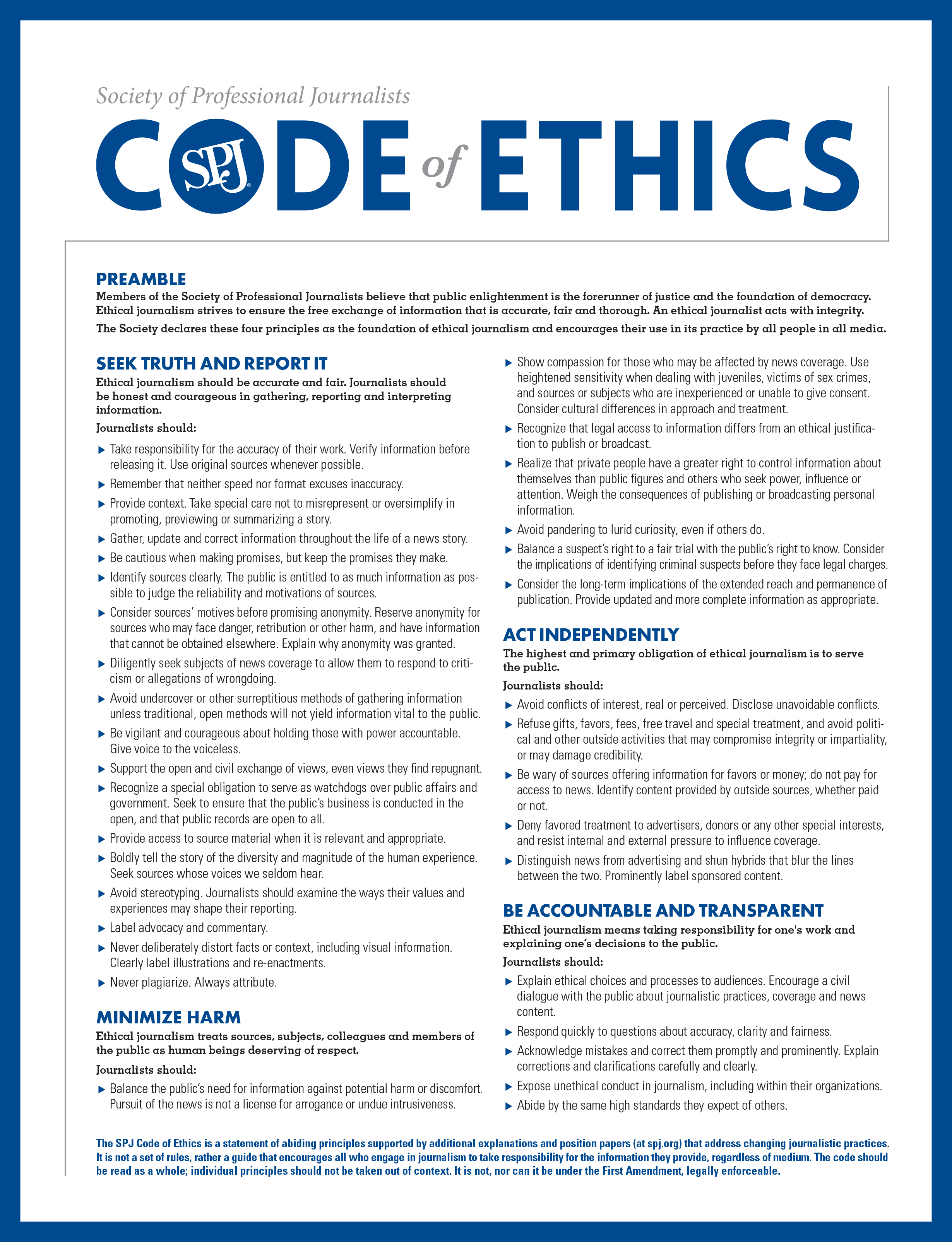 Code Of Ethics Summary Professional Ethics And